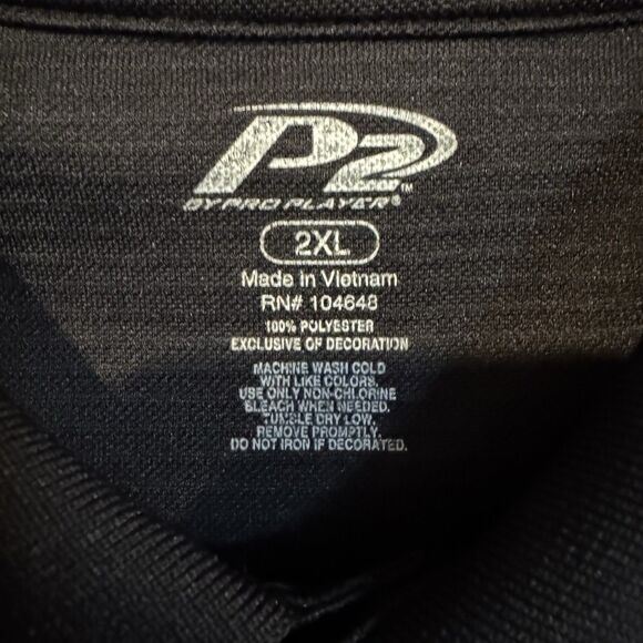 P2 Texas Tech Red Raiders Black SS Polo Shirt Mens 2XL Double T Logo NCAA Golf - Picture 3 of 6